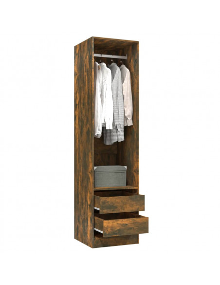 Armadio con Cassetti Rovere Fumo 50x50x200 cm Legno Multistrato