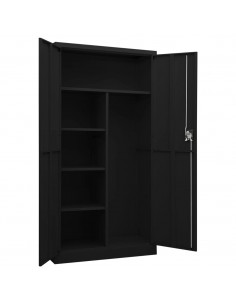 Armadio con Ripiani Nero 90x40x180 cm in Acciaio