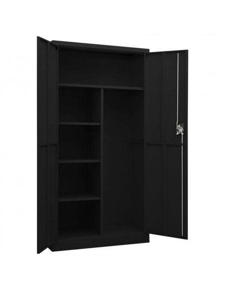 Armadio con Ripiani Nero 90x40x180 cm in Acciaio