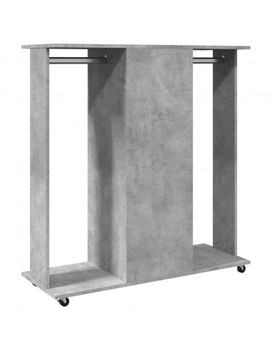 Armadio con Ruote Grigio Cemento 102x38x110cm Legno Multistrato