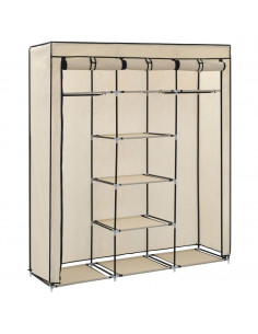 Armadio con Scomparti e Aste Crema 150x45x175 cm in Tessuto