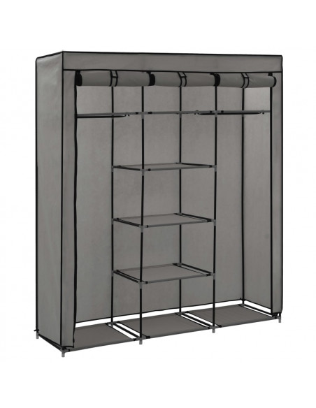 Armadio con Scomparti e Aste Grigio 150x45x175 cm in Tessuto