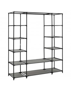 Armadio con Scomparti e Aste Grigio 150x45x176 cm in Tessuto