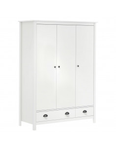 Armadio a 3 Ante Hill Bianco 127x50x170 cm in Legno di Pino 2