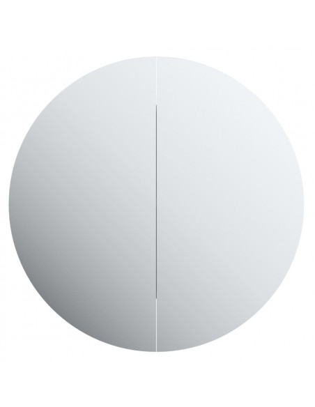 Armadio da Bagno con Specchio Rotondo e LED Bianco 47x47x17,5cm