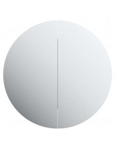 Armadio da Bagno con Specchio Rotondo e LED Nero 40x40x17,5cm