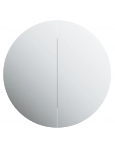 Armadio da Bagno con Specchio Rotondo e LED Nero 47x47x17,5 cm