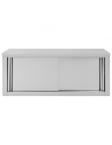 Armadio da Cucina ad Ante Scorrevoli 120x40x50cm Acciaio Inox