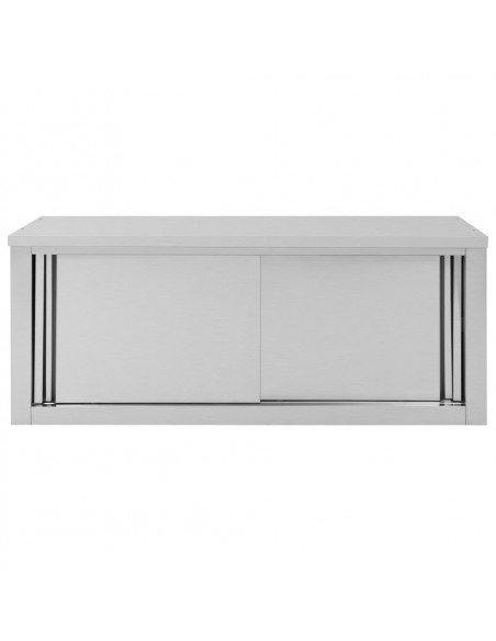 Armadio da Cucina ad Ante Scorrevoli 120x40x50cm Acciaio Inox