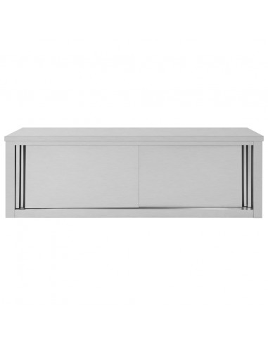 Armadio da Cucina ad Ante Scorrevoli 150x40x50cm Acciaio Inox