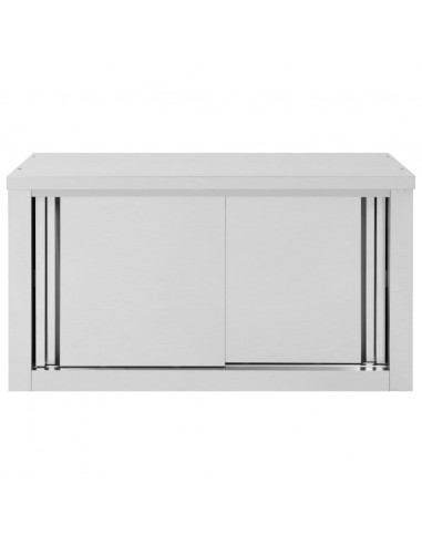 Armadio da Cucina con Ante Scorrevoli 90x40x50cm Acciaio Inox