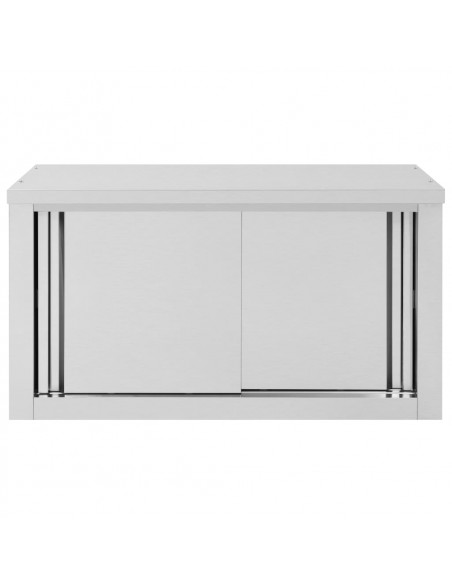 Armadio da Cucina con Ante Scorrevoli 90x40x50cm Acciaio Inox