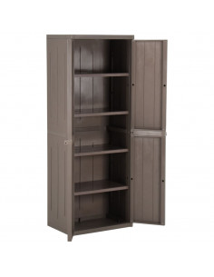 Armadio da Giardino Marrone 65x45x172 cm in PP Aspetto Legno