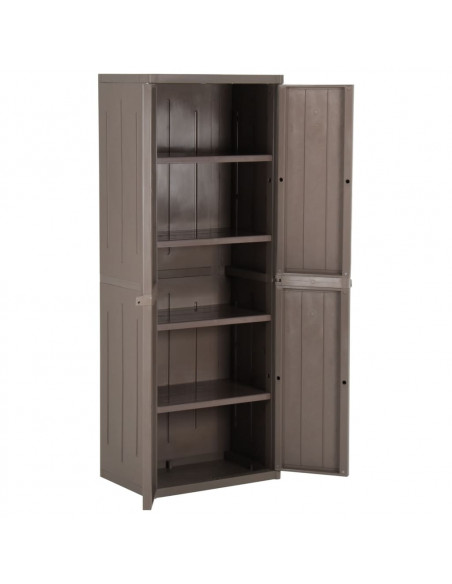 Armadio da Giardino Marrone 65x45x172 cm in PP Aspetto Legno
