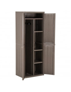 Armadio da Giardino Marrone 65x45x172 cm in PP Aspetto Legno