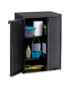 Armadio da Giardino Nero 65x45x88 cm in Rattan PP