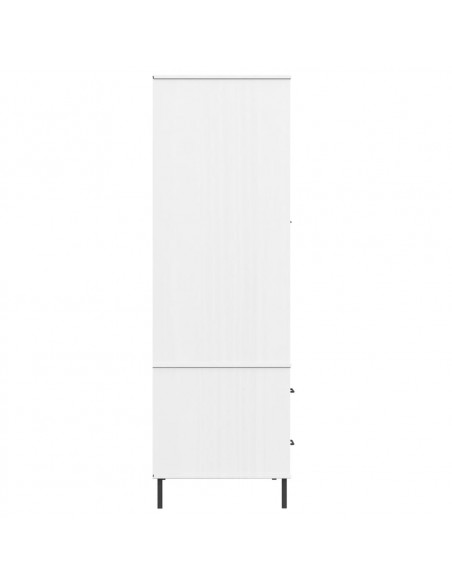 Armadio Gambe Metallo Bianco 90x55x172,5 cm Legno Massello OSLO