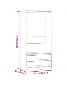 Armadio Grigio Sonoma 100x50x200 cm in Legno Multistrato