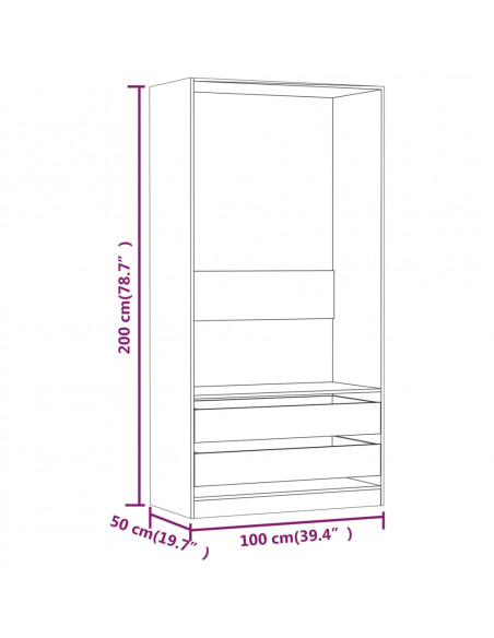 Armadio Grigio Sonoma 100x50x200 cm in Legno Multistrato