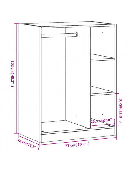 Armadio Grigio Sonoma 77x48x102 cm in Legno Multistrato