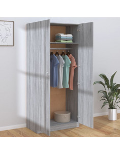 Armadio Grigio Sonoma 90x52x200 cm in Legno Multistrato