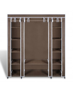 Armadio in Tessuto con Scomparti e Aste 45x150x176 cm Marrone