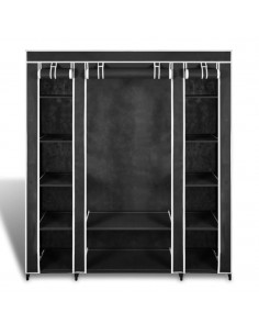 Armadio in Tessuto con Scomparti e Aste 45x150x176 cm Nero