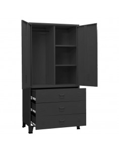 Armadio Industriale Nero 90x50x180 cm in Metallo