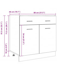 Armadio Inferiore Cassetto Grigio Cemento 80x46x81,5Multistrato