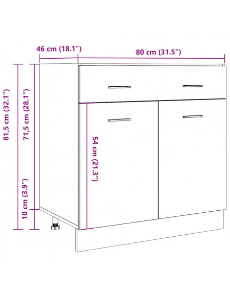 Armadio Inferiore Cassetto Grigio Cemento 80x46x81,5Multistrato
