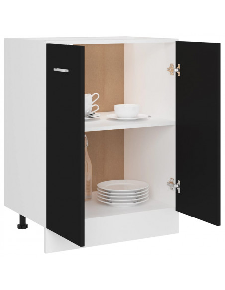 Armadio Inferiore Nero 60x46x81,5 cm in Legno Multistrato