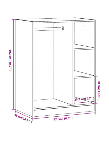 Armadio Marrone Sonoma 77x48x102 cm in Legno Multistrato