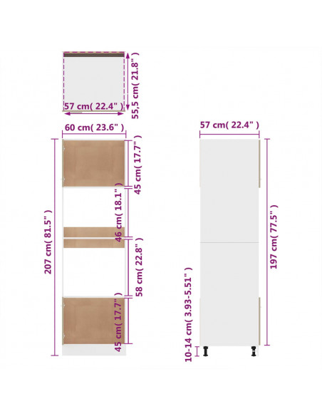 Armadio Microonde Grigio Sonoma 60x57x207 cm Legno Multistrato