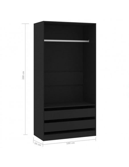 Armadio Nero 100x50x200 cm in Legno Multistrato