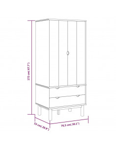 Armadio OTTA 76,5x53x172 cm in Legno Massello di Pino