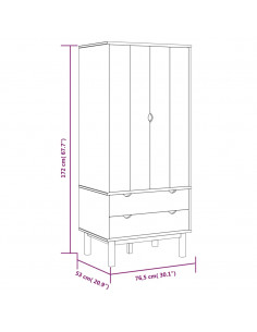 Armadio OTTA Marrone e Bianco 76,5x53x172 cm in Legno di Pino