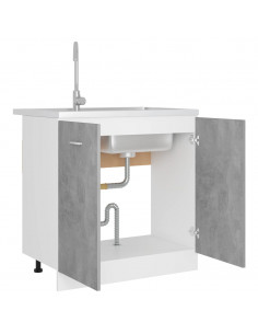 Armadio per Lavabo Grigio Cemento 80x46x81,5 cm in Multistrato