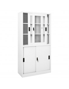 Armadio per Ufficio Anta Scorrevole Bianco 90x40x180 cm Acciaio