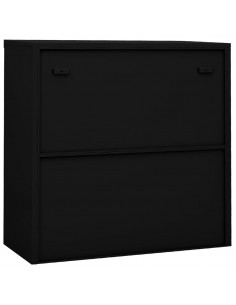 Armadio per Ufficio Anta Scorrevole Nero 90x40x90cm Acciaio