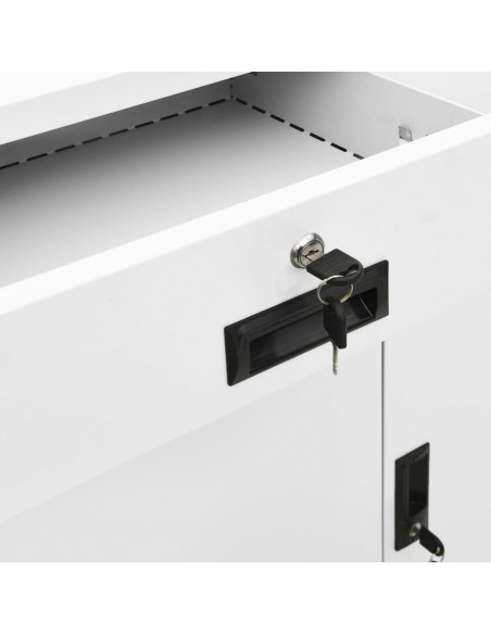 Armadio per Ufficio Bianco 90x40x102 cm in Acciaio