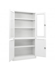 Armadio per Ufficio Bianco 90x40x180 cm in Acciaio