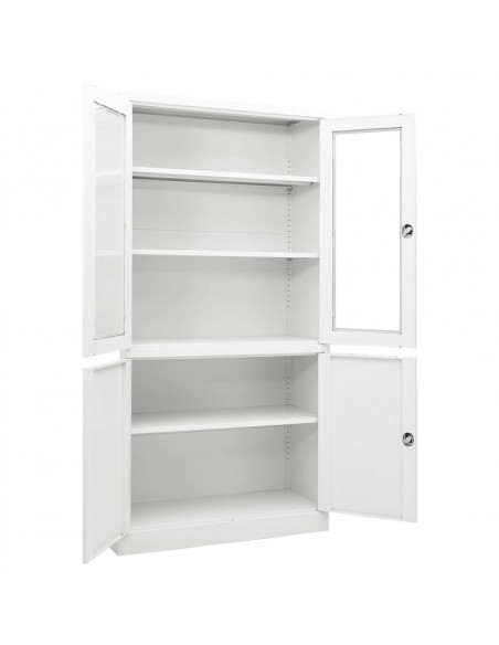 Armadio per Ufficio Bianco 90x40x180 cm in Acciaio