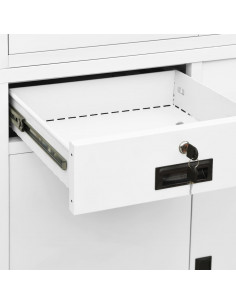 Armadio per Ufficio Bianco 90x40x180 cm in Acciaio e Vetro