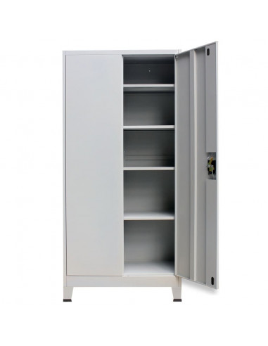 Armadio per Ufficio con 2 Ante Acciaio 90x40x180 cm Grigio