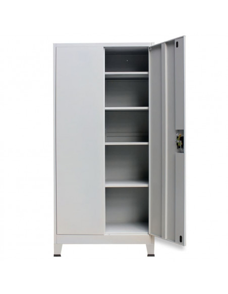 Armadio per Ufficio con 2 Ante Acciaio 90x40x180 cm Grigio