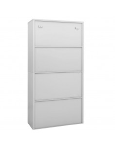 Armadio per Ufficio Grigio Chiaro 90x40x180 cm Acciaio e Vetro
