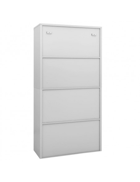 Armadio per Ufficio Grigio Chiaro 90x40x180 cm Acciaio e Vetro