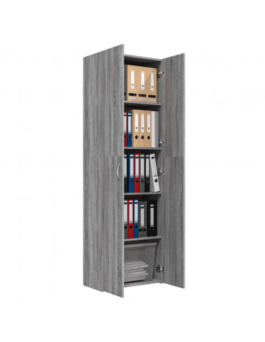 Armadio per Ufficio Grigio Sonoma 60x32x190cm Legno Multistrato
