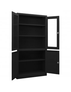 Armadio per Ufficio Nero 90x40x180 cm in Acciaio