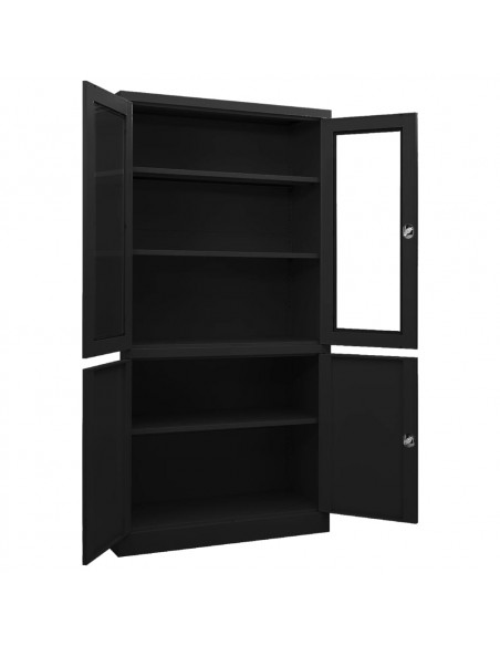 Armadio per Ufficio Nero 90x40x180 cm in Acciaio